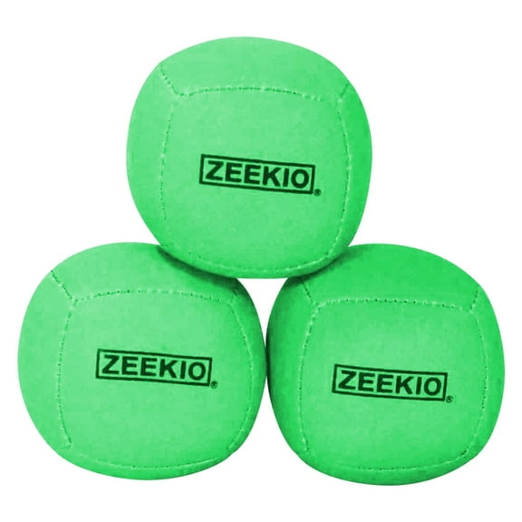 Zeekio Lunar Juggling Balls - 110g Professional UV Reactive 6 Panel Ball - Pack of 3 (Solid Green)
