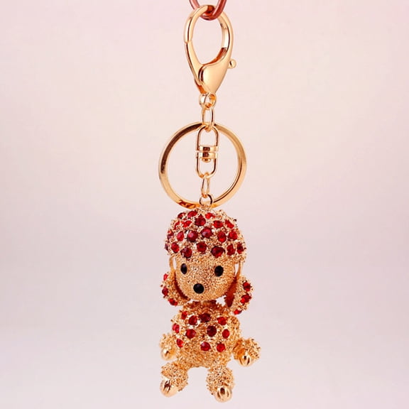 BESTYASH Red Poodle Keychain with Cherry Design, Cute Accessory for Personalizing Keys and Bags