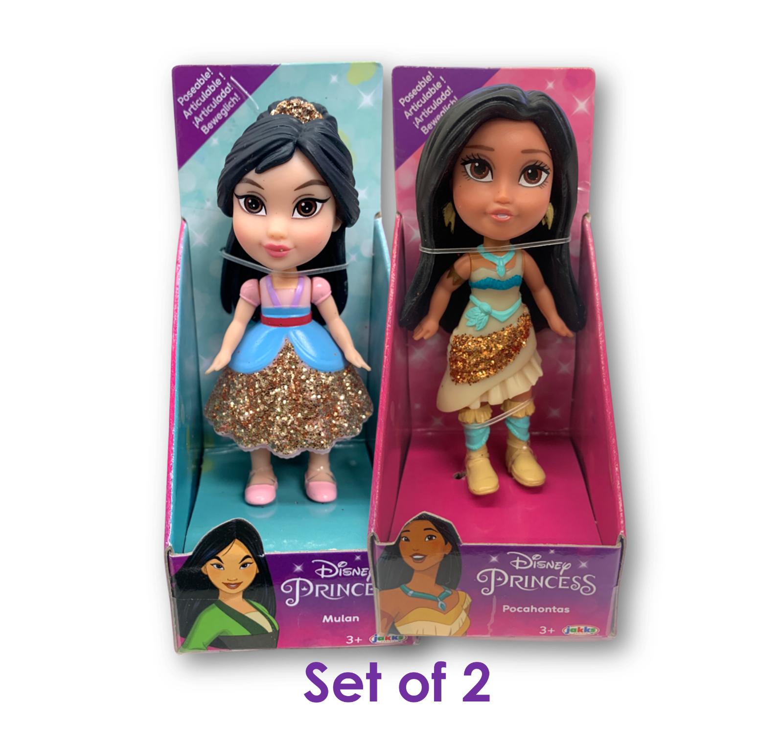 Disney Princess Set of 2 Mini Poseable Doll Miniature 3.5