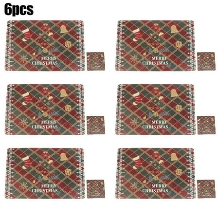 

Set of 6 Christmas Place mats / Coasters Reusable Cup Coasters PVC Table decor