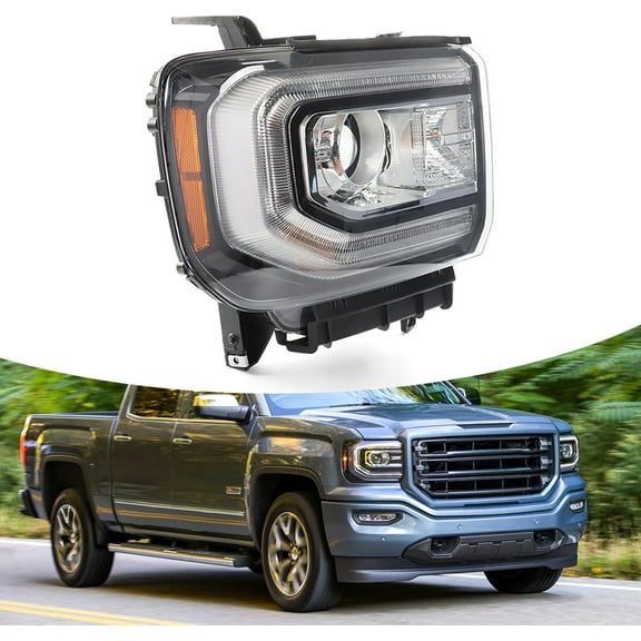 SEBLAFF Headlights For 2016-2018 GMC Sierra 1500 HID/Xenon w/ LED DRL Right Side