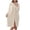 Beige, variant on Women Long Sleeve Sleep Robe House Coat Solid Plush Soft Lightweight Comfy Loose Midi Hooded Zip Front Bath Robe