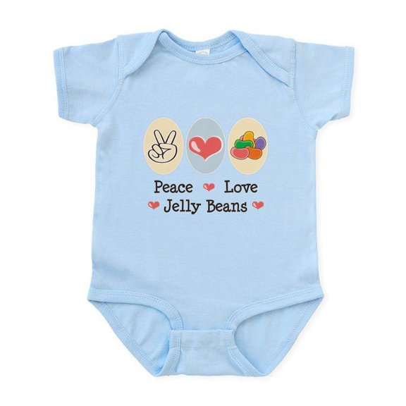 CafePress - Peace Love Jelly Beans Infant Bodysuit - Baby Light Bodysuit, Size Newborn - 24 Months