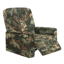 Yuyamidu Camo Reclining Chair Covers 4 Pieces Hunting Reindeer Stretch Recliner Couch Protector with Elastic Edge Easy to Install Recliner Couch Covers Gift for Holiday