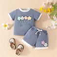 thumbnail image 3 of Ruyang Toddler Girl Floral Outfit Short Sleeve Shirt Tops Summer Spring Cute Drawstring Shorts Set Casual Baby Girl Simple, 3 of 8