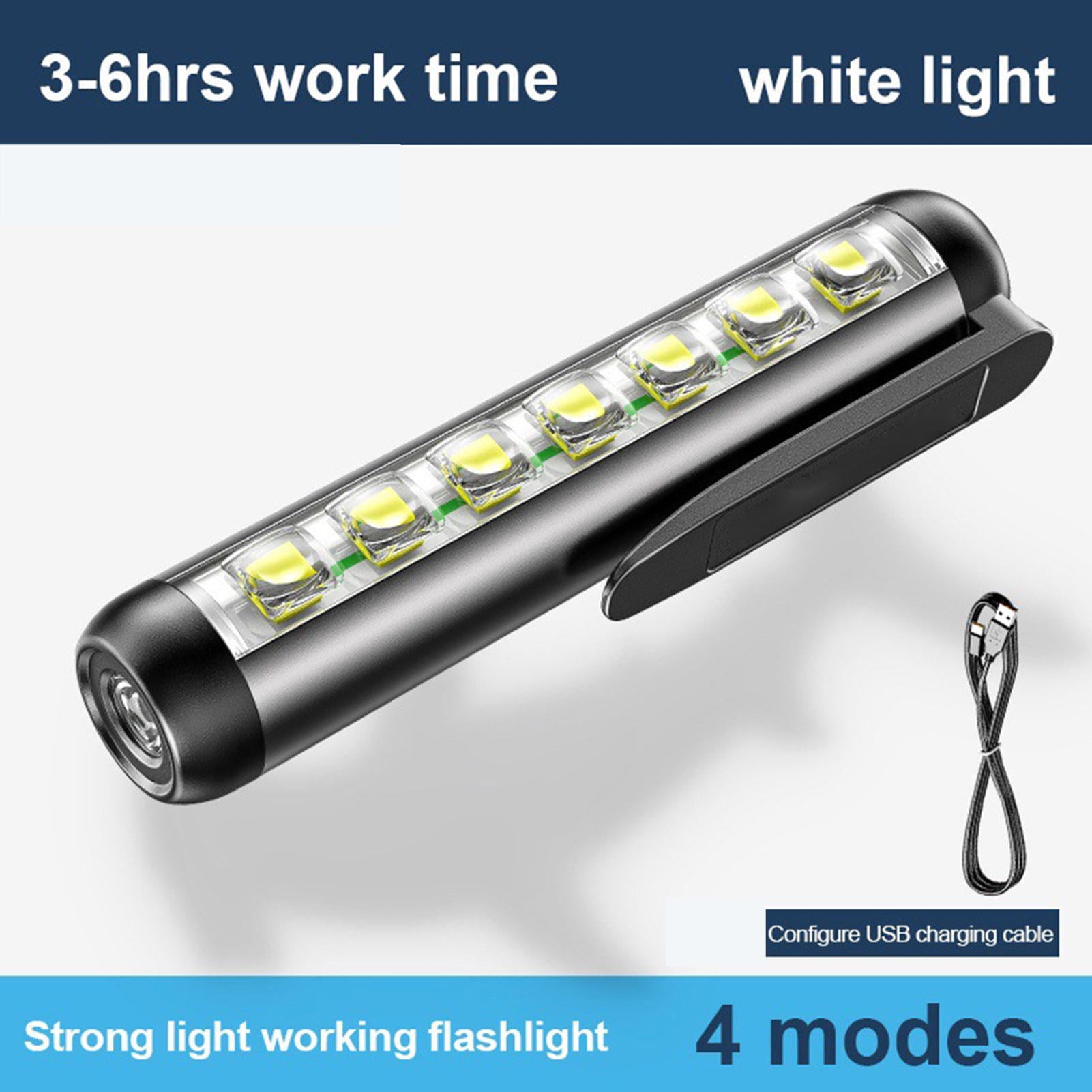 YAHHU Mini LED Flashlight – XPE+COB Super‑Bright 600mAh Battery, 3 Color Modes, Pen Clip & Magnetic Holder, Type‑C Recharge, Ideal for Hiking & Repairs