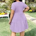 thumbnail image 5 of Fartey Summer Dresses for Women Plus Size Round Neck Short Sleeve Midi Dress Loose Flowy Ruffle Tiered Dresses Casual Swing Dress Hot Pink XL, 5 of 6