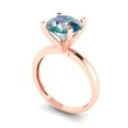 thumbnail image 2 of Solitaire Engagement Ring for Women - 3ct Blue Moissanite in 18K Rose Gold Promise Ring, 2 of 6