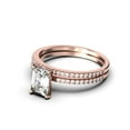 thumbnail image 4 of Art deco 2.00 Carat Emerald Cut Diamond Moissanite Engagement Ring Set, Wedding Ring in 10k Solid Rose Gold, Feminine Gift, Promise Ring, Anniversary Gift, 4 of 4
