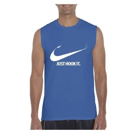 Outdoors Gifts For Men Fishing T-Shirt Just Hook It Fishing Hobby Fisherman Fish Outdoor Gift Ideas Mens Sleeveless Shirts ()