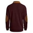 thumbnail image 5 of SHIXINCHIL Men's Lace Up Color Block Patchwork Long Sleeve Sweatshirts Big and Tall Casual Fashion Banded Collar Pullover Tops Workout Athletic Outdoor Hiking Sweatshirt Wine S, 5 of 7