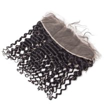 13x4 Lace Frontal Water Wave Human Hair Closure Brazilian Remy Hair Closure Curly Deep Closure Human Hair Nature Black 12 Inches