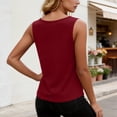 thumbnail image 6 of Olyvenn Women's Summer Solid Square Neck Pleated Cami Top Sleeveless Pullover Casual Loose Fit Tank Top Wine L, 6 of 7
