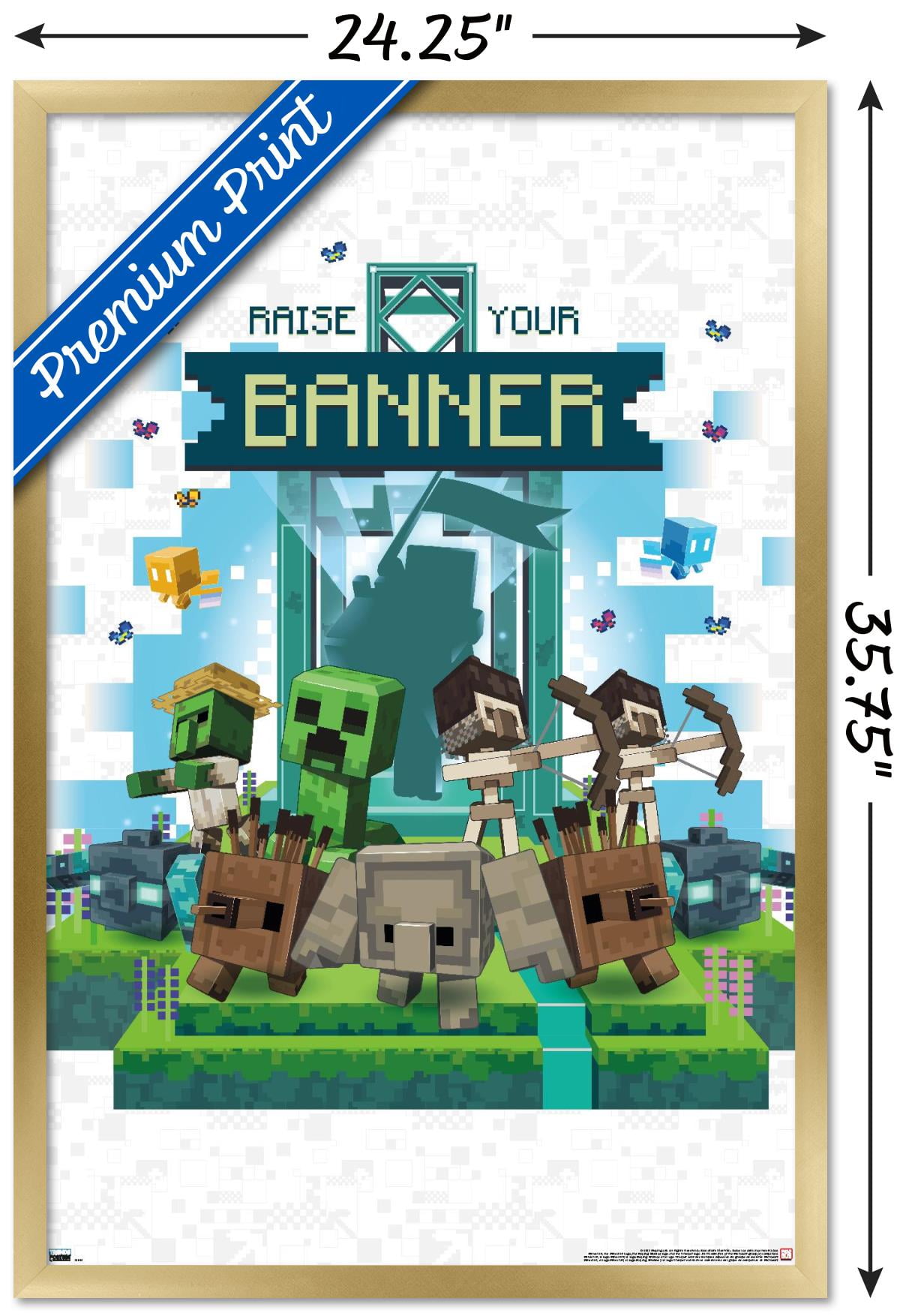 Minecraft: Legends - Raise Your Banner Wall Poster, 22.375" x 34" Framed