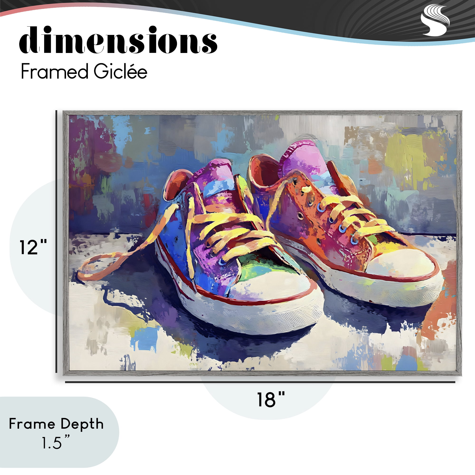 Stupell Industries Colorful Low Top Sneakers Gray Framed Giclee Art, design by Creative Studio
