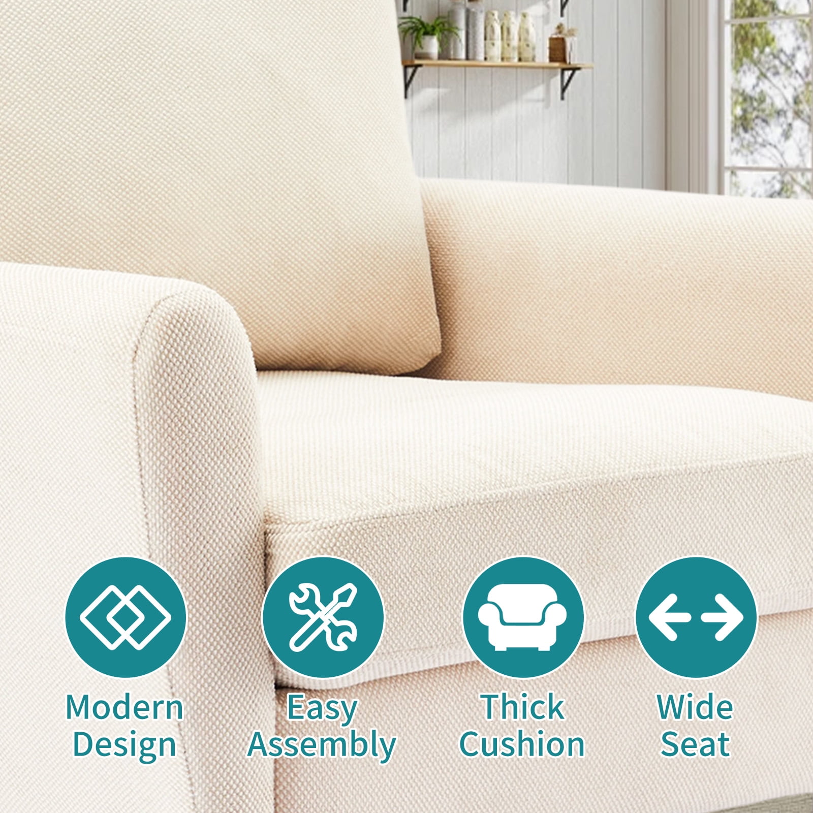 Gianna Fabric Accent Chair with Supportive Backrest and Armrests, Modern Comfortable Chair for Living Room, Bedroom, or Office