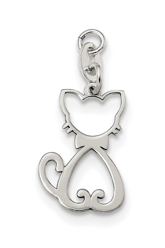 Sterling Silver Polished Cat Charm (22.5 X 12.8) Made In India qc9307