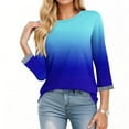 thumbnail image 4 of Inverlee 3/4 Sleeve Gradient Color Tshirts for Women Trendy Casual Plus Size Crewneck Blouse Summer Breathable Softy Tunic Tops, 4 of 7