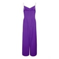 thumbnail image 5 of Jumpsuit Womens Casual Solid Color Two Pearl Strap Sweetheart V Neck High Waist Tube Jumpsuit Pants Summer Dressy Rompers Jumpsuit,Purple Women'S Polyester Jumpsuit M, 5 of 5