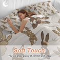 thumbnail image 4 of King 4 Piece Bedding Set Easter Bunny Tail Cartoon Style Soft Breathable Duvet Cover and Pillowcase, Brown Rabbit Retro Linen Duvet Cover Set Bed Sheets for Bedroom Dormitory Guest Room, 4 of 9