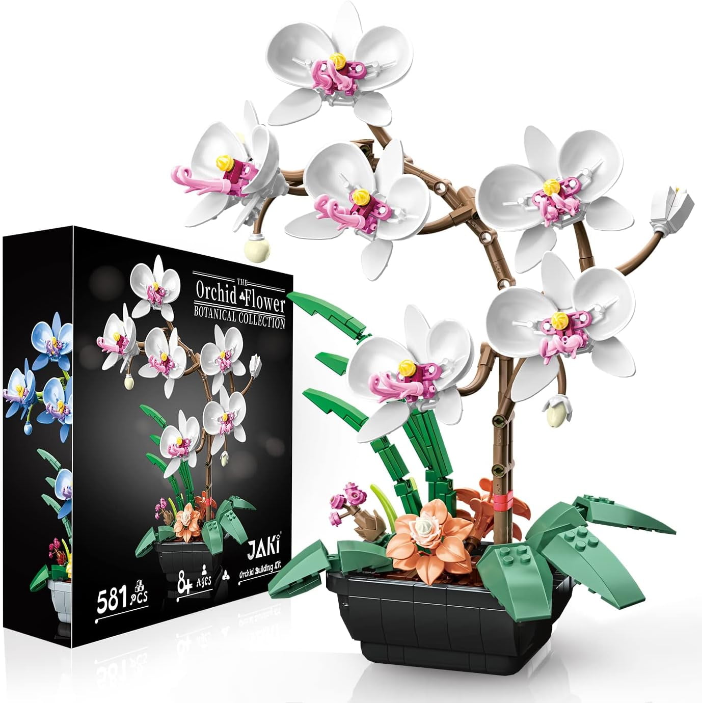 Flowers Orchid Building Blocks Plant Decor Artificial Building Set ...