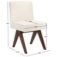 thumbnail image 3 of SAFAVIEH Oliviadella Mid-Century Linen Solid Dining Side Chair, Bone/Walnut, 3 of 13