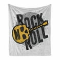 thumbnail image 1 of Rock and Roll Soft Flannel Fleece Throw Blanket, Sketchy Guitar in the Form of Skull, Cozy Plush for Indoor and Outdoor Use, 70" x 90", Grey Mustard Dark Grey, by Ambesonne, 1 of 5