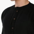 thumbnail image 4 of SKAVIJ Men's Handmade Cotton Longline Casual Henley Shirts Long Sleeve Round Neck Summer Hippie T Shirts with Pocket (Medium, Black), 4 of 7
