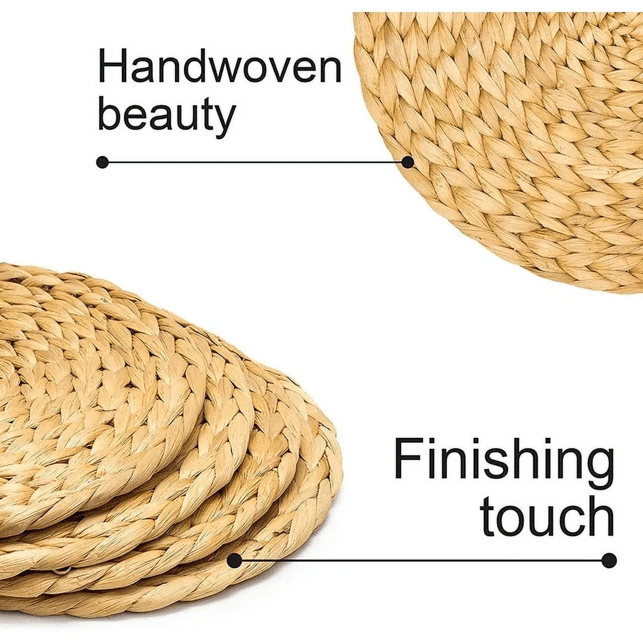 Coasters Set of 4, Water Hyacinth Coasters, Coasters for Drinks,Natural Wicker Drink Coasters, Weave Placemats Handmade for Coffee