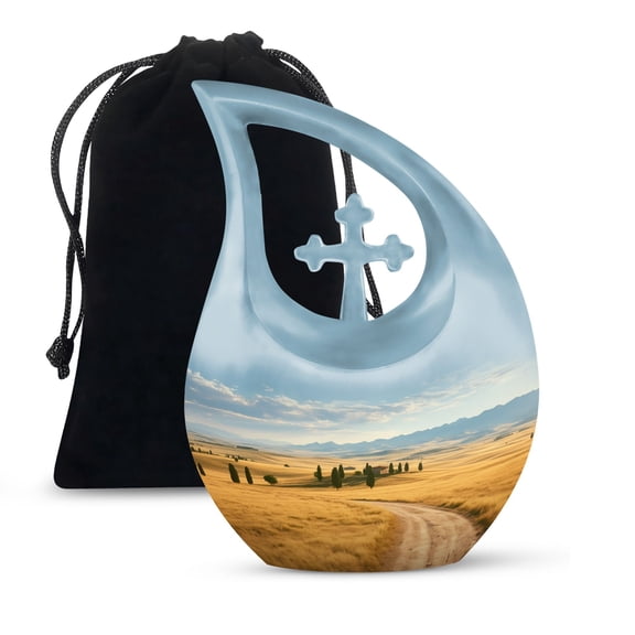 JAGSHASHI Nature Burial Urns For Human Ashes Adult Femlae - Funeral Urns For Women - Cremation Urn Human Ashes - Large Adult Urn - 10 Inch With Velvet Bag - Decorative Urn For Mom & Dad