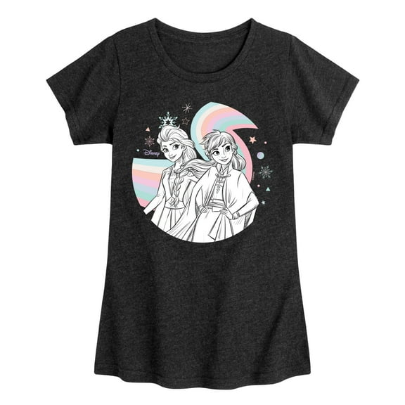 Frozen 2 - Anna Elsa Rainbow - Toddler And Youth Girls Short Sleeve Graphic T-Shirt