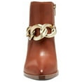 thumbnail image 3 of Vince Camuto Gethel Warm Caramel Tan Leather Pointed Toe Chain Block Heel Bootie (Warm Caramel, 6.5), 3 of 4