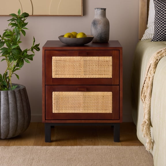 Safavieh Erica Mid-Century Mahogany Night Stands, Dark Natural/Natural