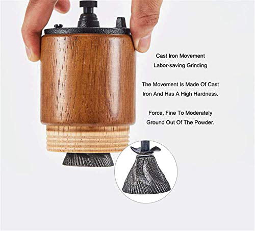 AKIRAKOKI Manual Coffee Grinder Wooden Coffee Bean Mill with Cast Iron Burr Portable Adjustable Large Capacity Hand Crank 