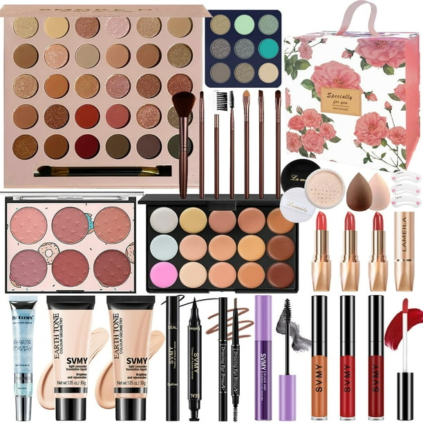 Set de maquillaje para mujeres Kit de maquillaje para principiantes Adolescentes Niñas Set de regalo de maquillaje para adolescentes Kit de maquillaje para niñas Paleta de sombras de ojos Brillo de la