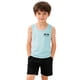 thumbnail image 1 of Camiseta de tirantes de cuello redondo con estampado de verano de hilo de color liso, informal, holgada, para exteriores, de poliéster para niña, 1 of 5