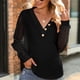 thumbnail image 3 of Camisas informales con cuello en V para mujer, camisas holgadas de punto de manga larga con estilo en forma de rombo para otoño e invierno, 3 of 7