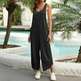 thumbnail image 2 of Akafmk Plus Size Jumpsuits for Women Summer,Casual Rompers for Women,Women's Sleeveless Loose Overalls Rompers Cotton Linen Wide Leg Jumpsuits Loose Fitting Overalls, 2 of 5