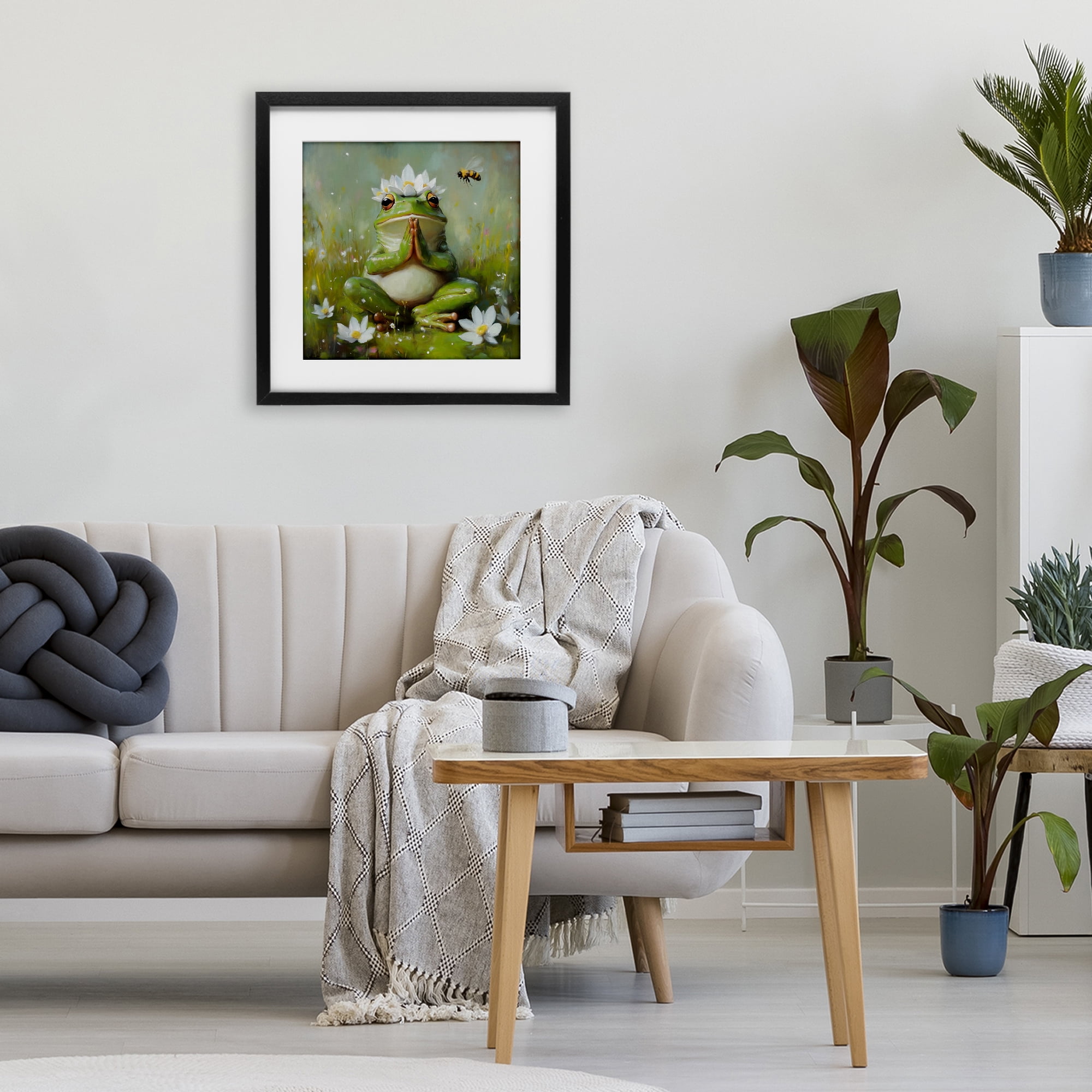 Stupell Industries Buddha Bullfrog Meditation Black Framed Print Under Glass, design by Tina LeCour