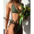 thumbnail image 4 of XINQIHANG Women Halter String Bikini Set Sexy Thong Cheeky Two Piece Swimsuits Solid Color Bathing Swimwear, 4 of 6