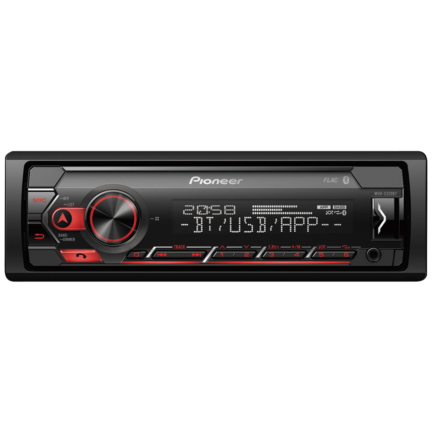Pioneer MVH-S320BT 1-Din in-Dash Car Stereo Music Lover's Bundle with Four  6.5 Coaxial Speakers. Digital Media Receiver with Bluetooth, Adjustable