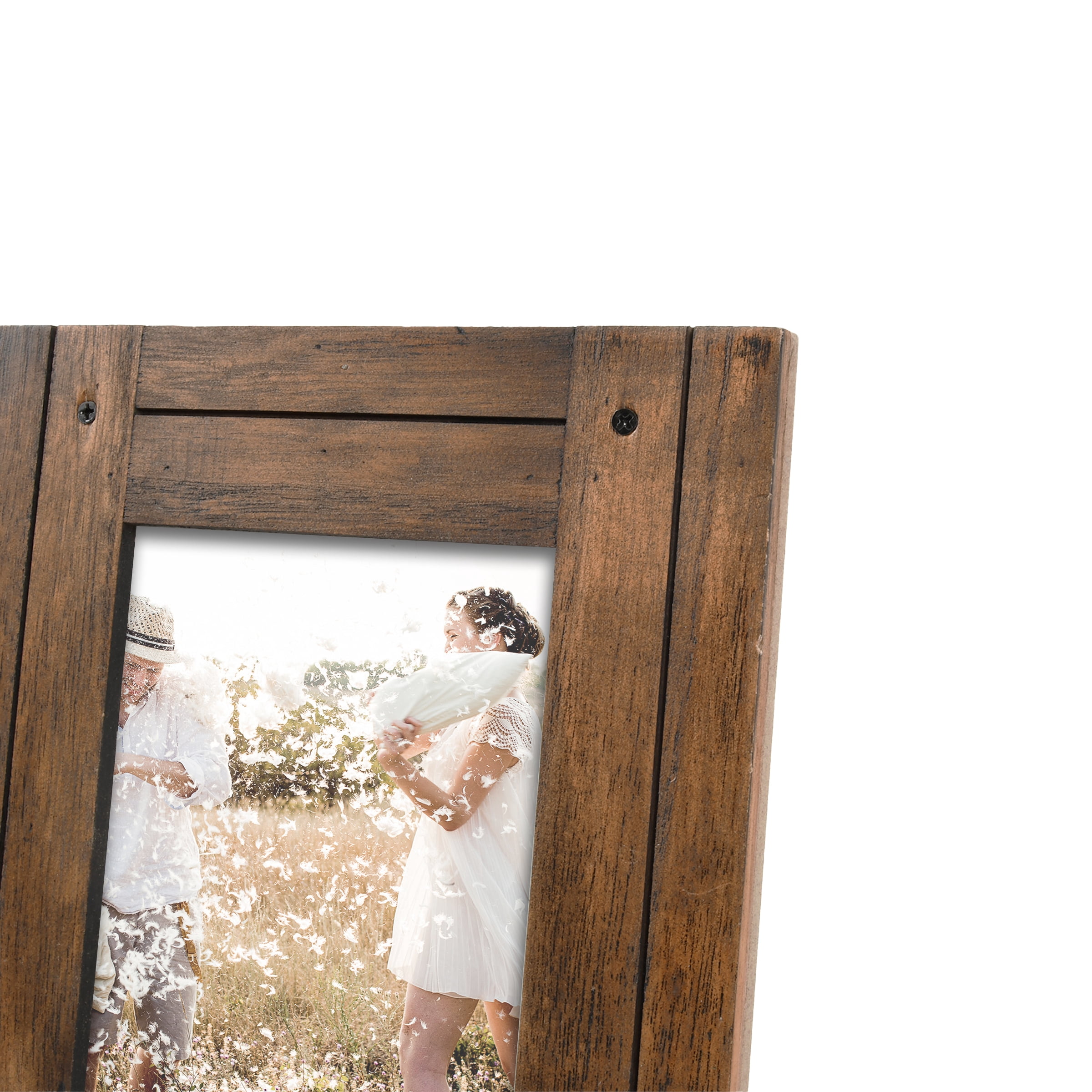 Prinz Homestead 5x7 Distressed Wood Picture Frame Set of 2, Dark Walnut, Tabletop or Wall-Mounted