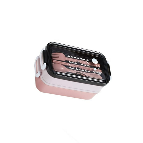 Yuarrent Fiambrera con cubiertos, aislamiento térmico de doble capa, contenedor de comida para niña, caja de almacenamiento para microondas, oficina, Mostrada Rosado Yuarrent HA067578-01