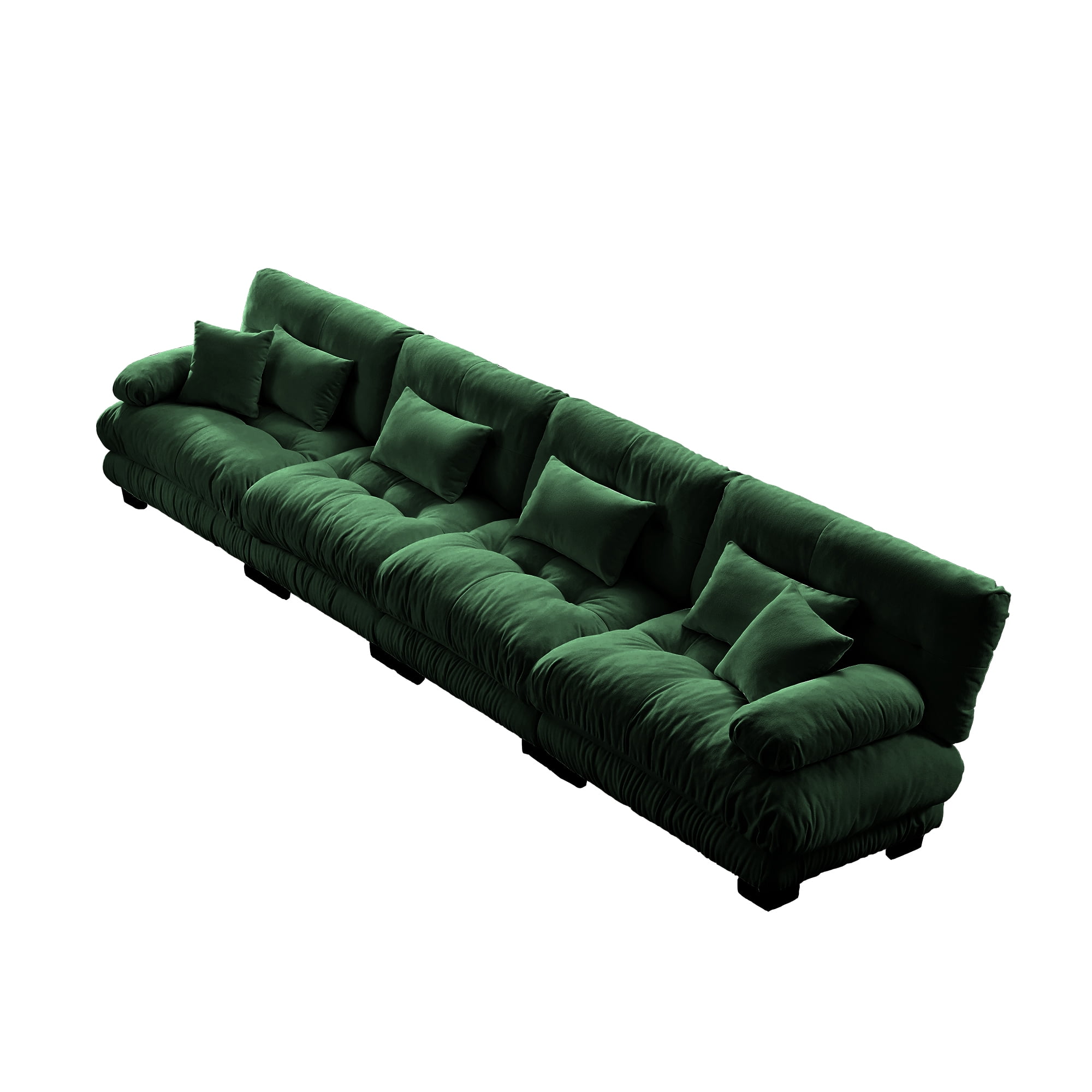 Gewnee 4-Seater 173.2" Oversized Modular Sectional Sofa, Deep Seat Chenille Cloud Sofa with Lumbar Pillows & Throw Pillows, Upholstered Living Room Couch, Green