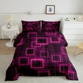 thumbnail image 2 of YST Geometry Square Full Size Quilt,Pink Black Neon Square Bedding Set For Kids Teens Boys Girls Geometric Gradient Cubes Comforter Set Abstract Simplicity Down Comforter, 2 of 7