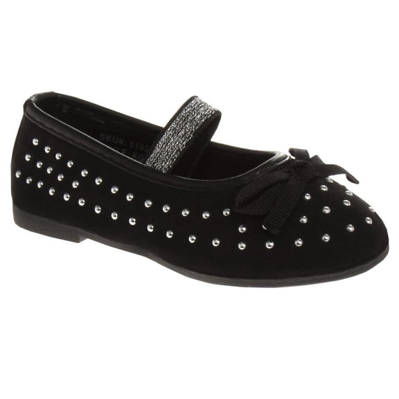 Kensie Girl Toddler Ballerina Flats, Bead Black, 5