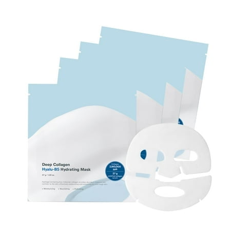 SUNGBOON EDITOR Deep Collagen Hyalu-B5 Hydrating Overnight Mask 37gx4ea | The real collagen 2,160,000ppb | Facial Hydrogel Masks with low molecular weight collagen for elasticity and moisturizing