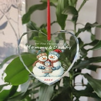 KuphiL10C Our First Christmas As Mommy Daddy Ornament, Family Christmas Ornaments 2025, Christmas Gifts Keepsakes for New Mom Dad, Baby First Christmas Glass Ornaments 2025