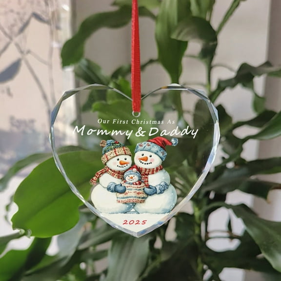KuphiL10C Our First Christmas As Mommy Daddy Ornament, Family Christmas Ornaments 2025, Christmas Gifts Keepsakes for New Mom Dad, Baby First Christmas Glass Ornaments 2025