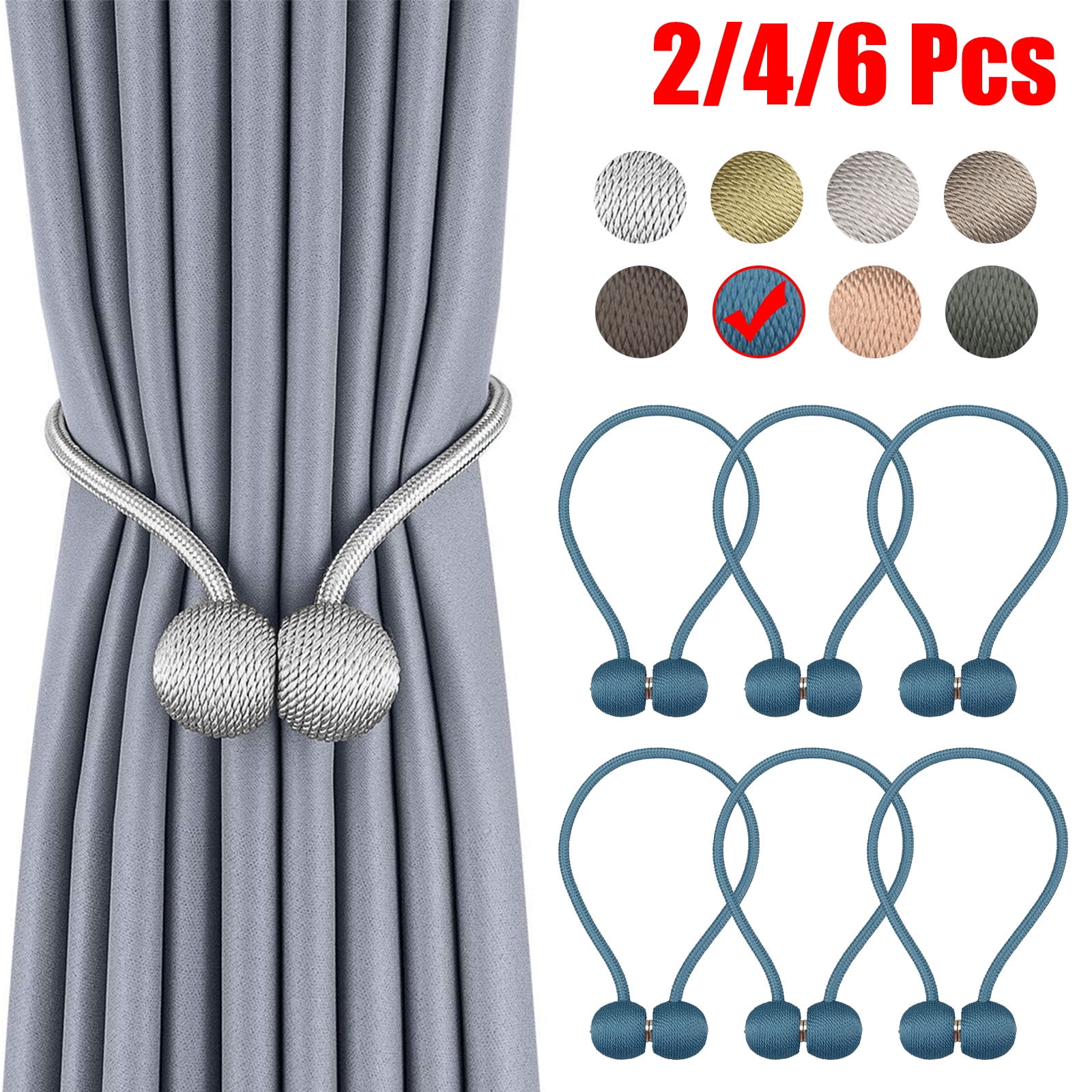 Apreciar Curtain Tiebacks with Bright Gray, 4 Pack Curtain
